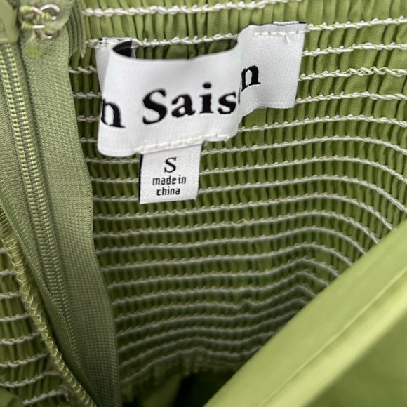 En Saison Short Green Babydoll Poplin Dress with a Sweetheart Neckline - Picture 5 of 5